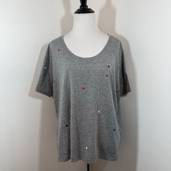 Madewell Tops - Madewell T-Shirt Oversized Small Embroidered Red White & Blue America July 4th